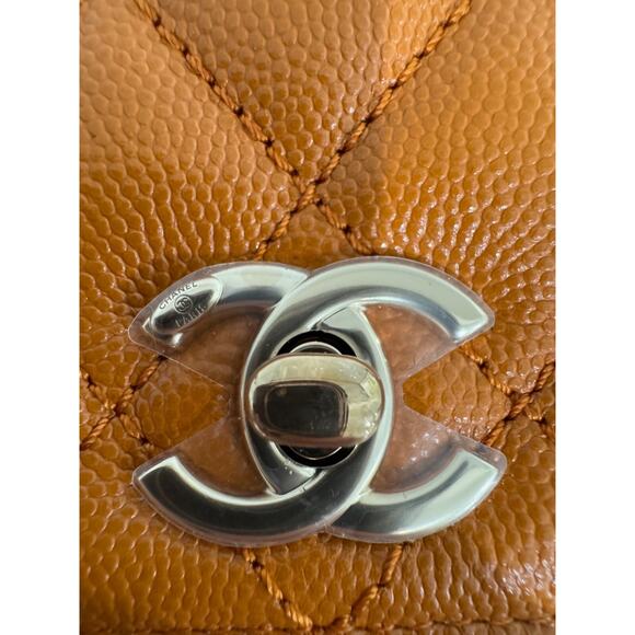 Chanel 21A Caramel Brown Caviar Mini Small Coco Handle CC Quilted Chain Flap Bag - Picture 7 of 16
